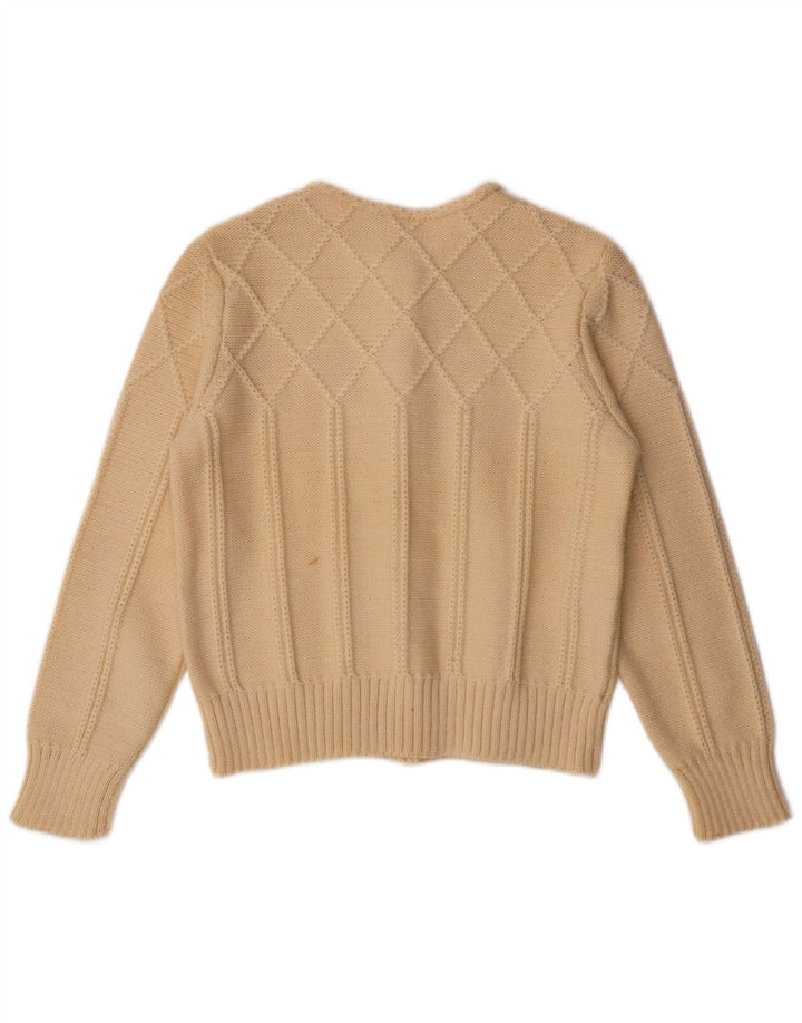 Vintage ženski kardigan džemper UK 12 srednje bijele vune