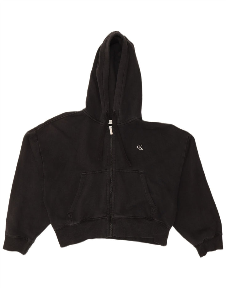 Calvin Klein Jeans ženski kratki pulover s kapuljačom s patentnim zatvaračem UK 14 srednje crna