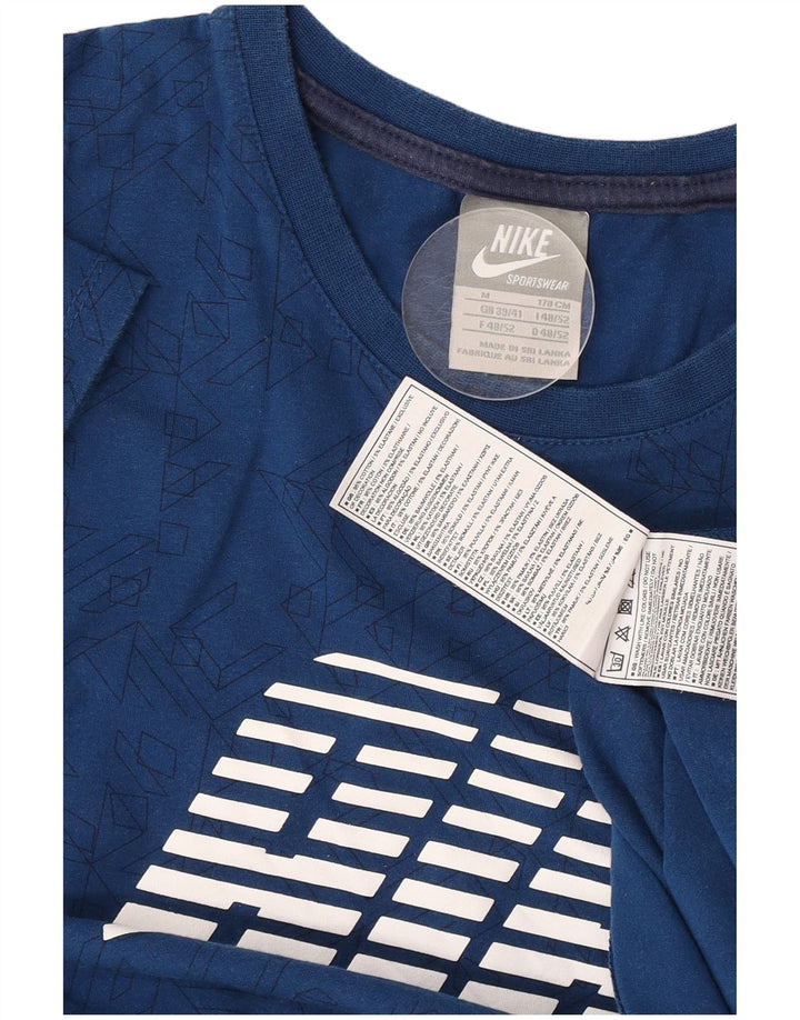 Nike Mens Air Graphic T-Shirt T-Shirt Top Medium Blue Geometric Pamuk