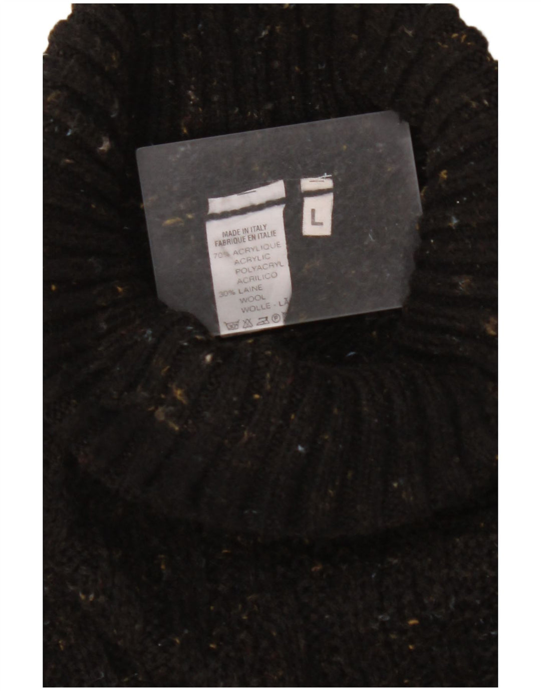 VINTAGE muški pulover s rol izrezom, veliki crni akril s mrljama