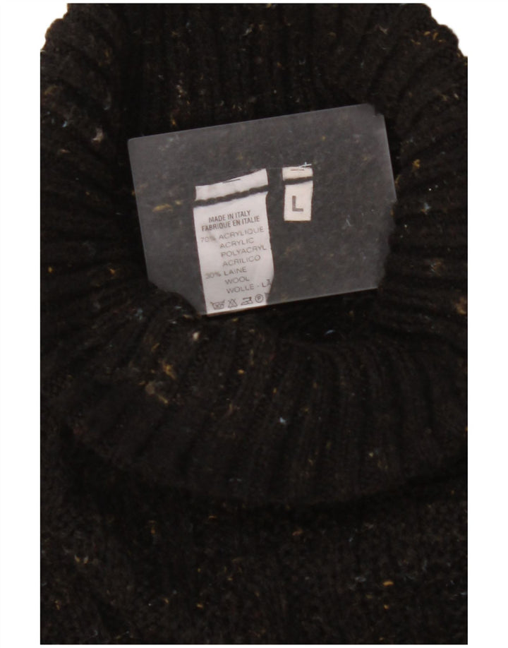 VINTAGE muški pulover s rol izrezom, veliki crni akril s mrljama