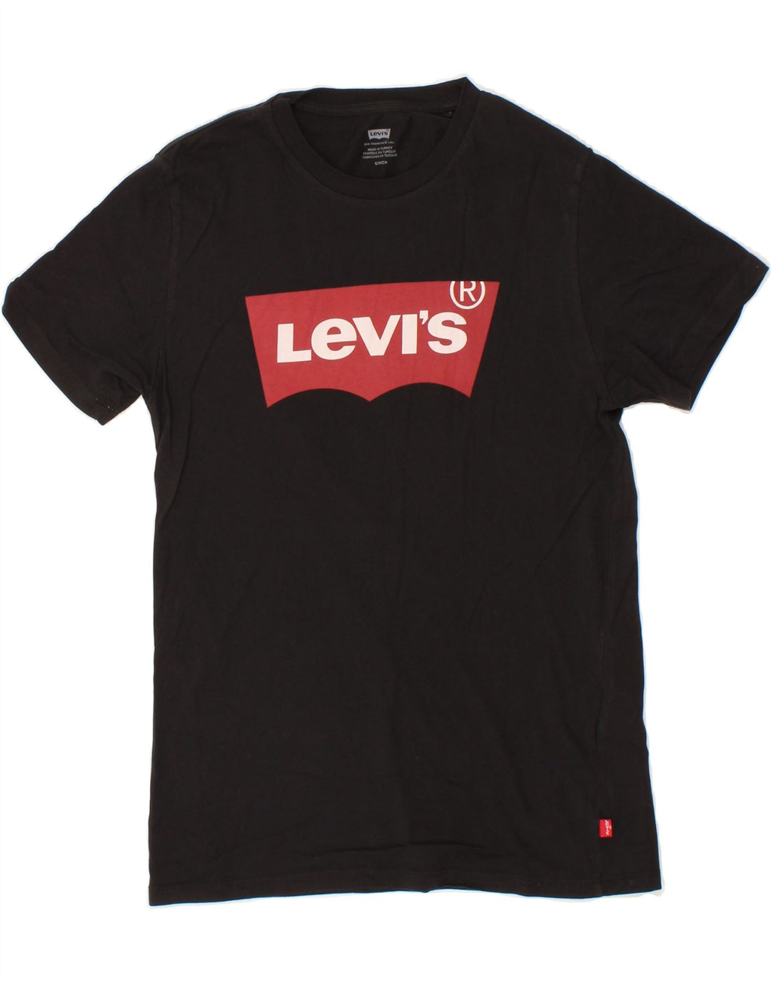 LEVI'S Mens Graphic T-Shirt Top Small Black Cotton Vintage Levi's and Second-Hand Levi's from Messina Hembry 