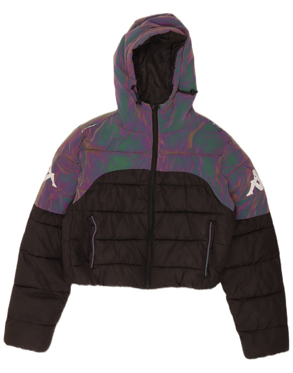 Kappa ženska velika skraćena podstavljena jakna s kapuljačom UK 6 XS Black Colourblock