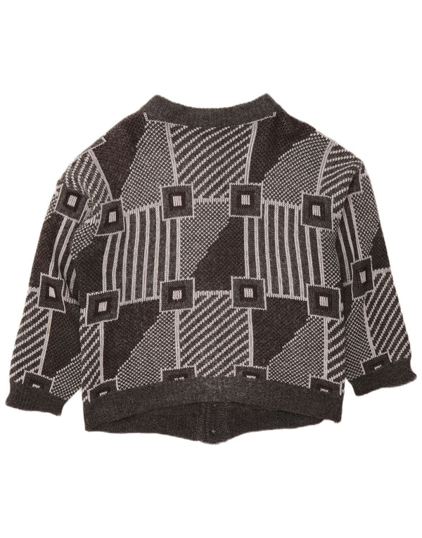 VINTAGE ženski prekomjerni džemper UK 18 XL sivi geometrijski