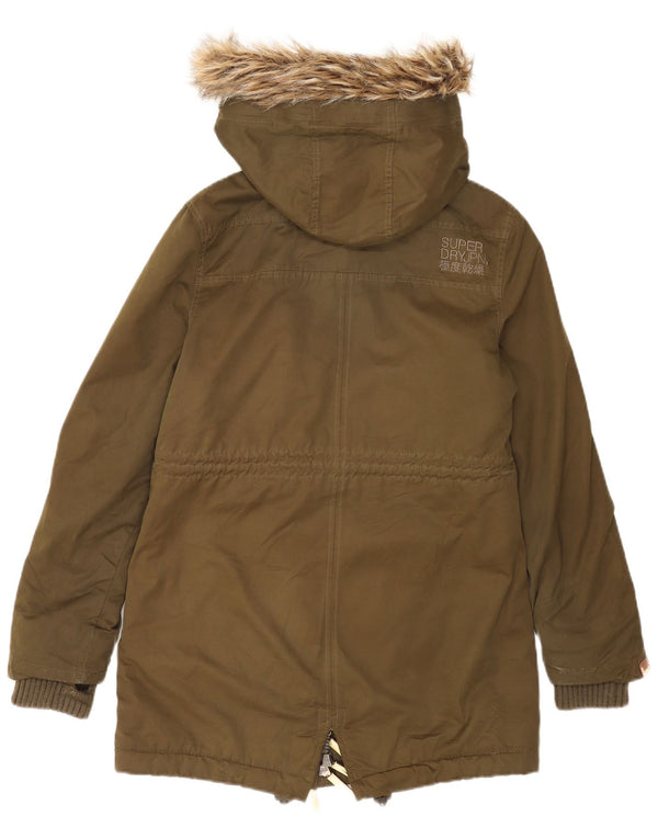 Superdry Womens The windparka Sherpa Parka jakna s kapuljačom UK 14 Srednje kaki