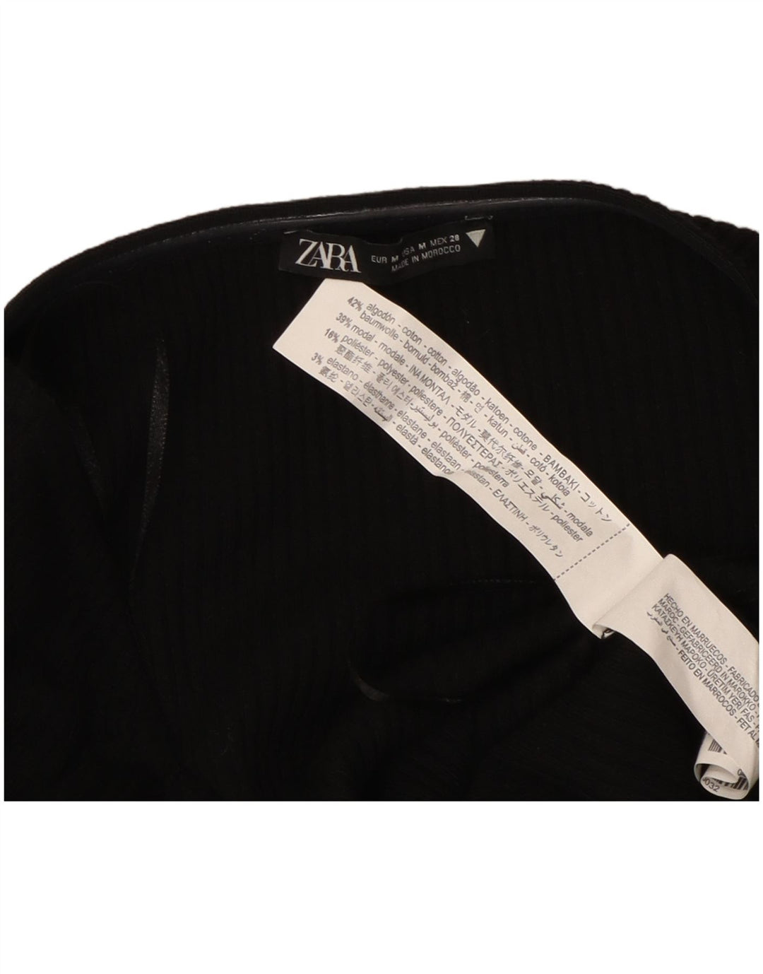 ZARA Womens Long Sleeve Bodysuit UK 12 Medium Black Cotton