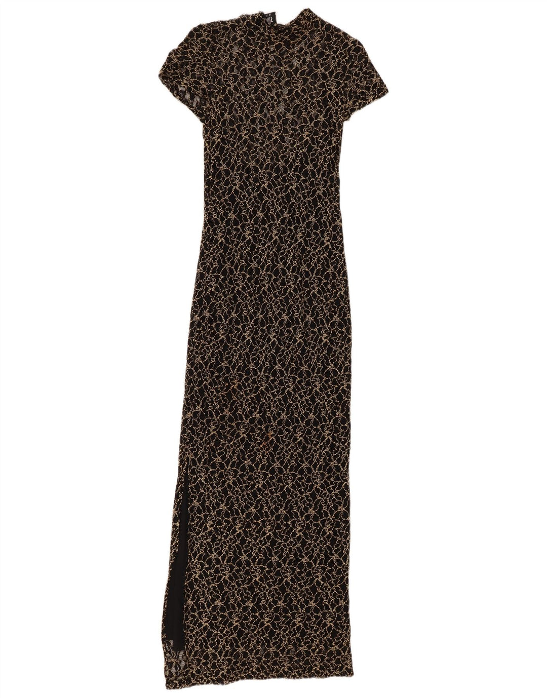 WALLIS Ženska sitna čipkasta maksi haljina UK 8 Mala crna cvjetna viskoza