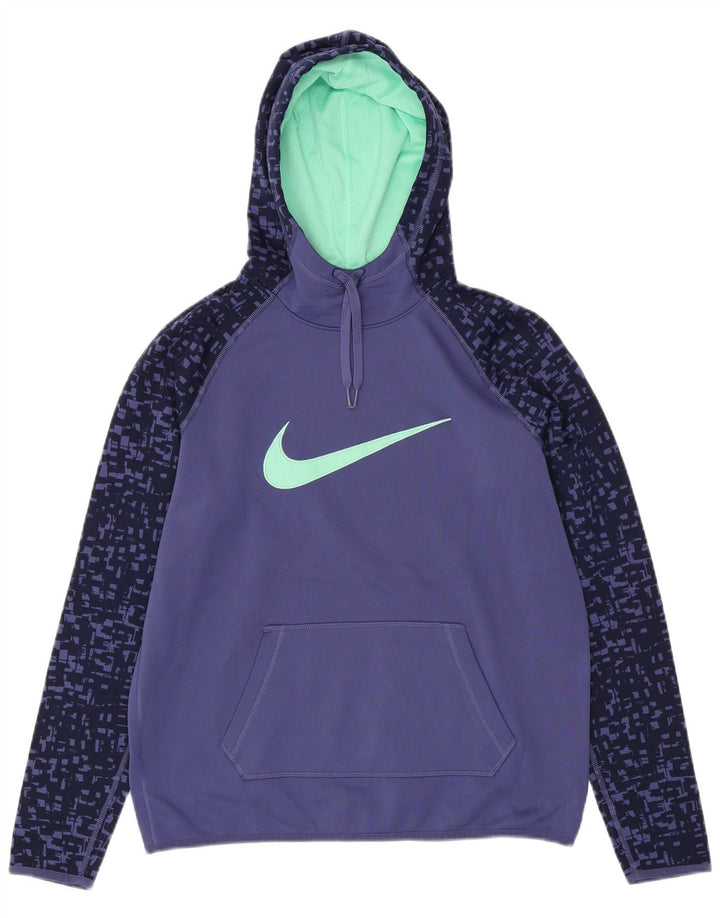 NIKE Ženska Dri Fit Graphic majica s kapuljačom UK 14 srednje ljubičasta geometrijska