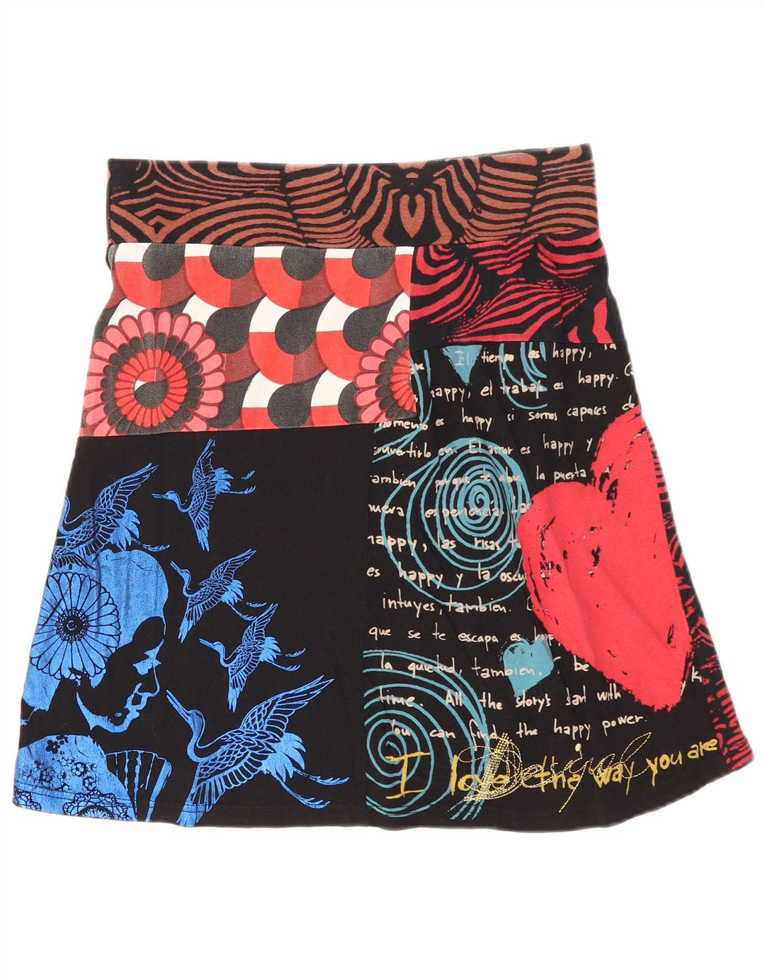 Desigual ženska grafička suknja A-kroja srednje veličine W30 crna patchwork