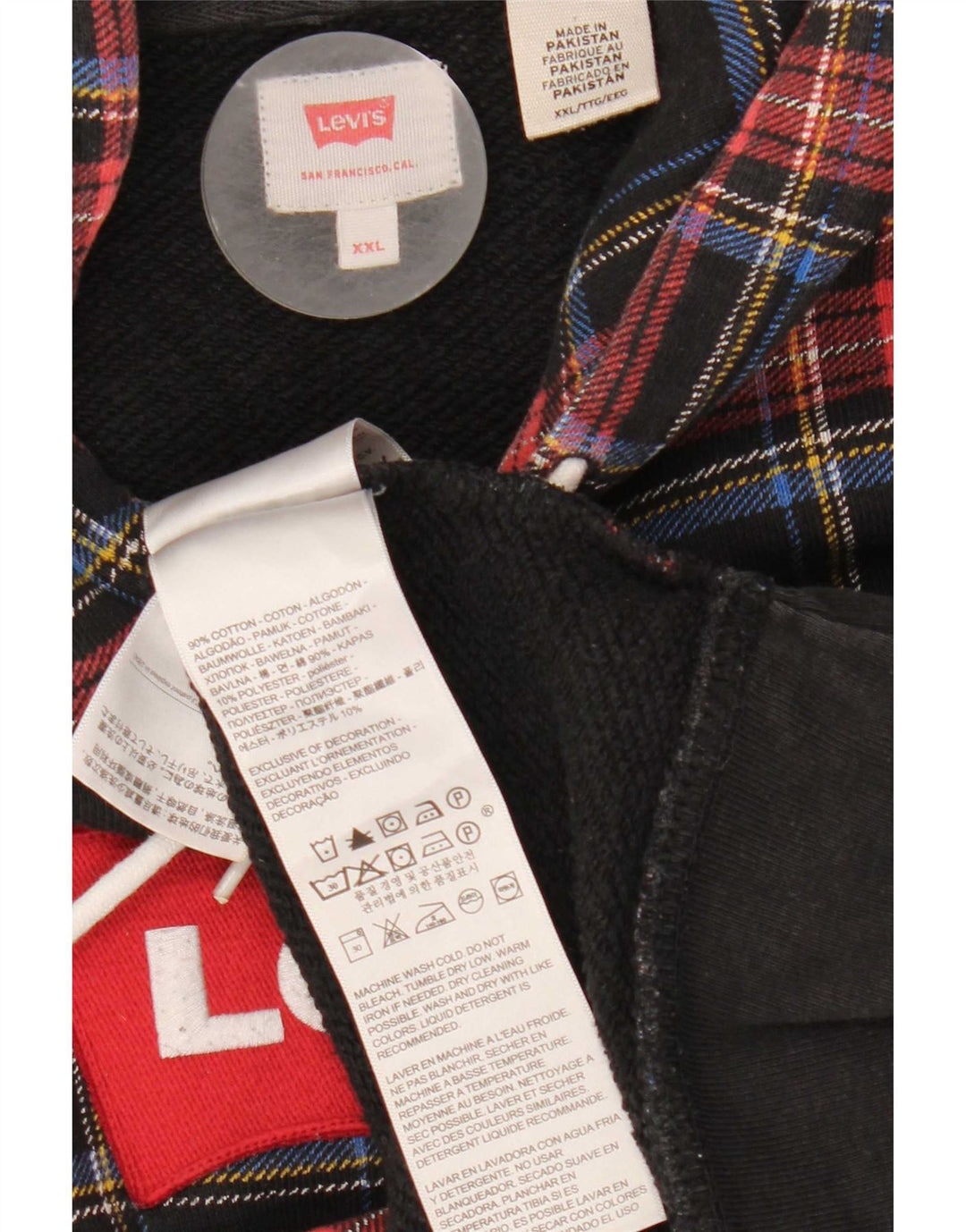 Levi's muška majica s kapuljačom s grafičkim motivima 2XL šareni karirani pamuk