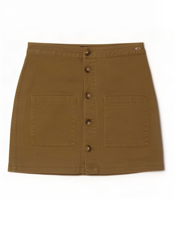 Tommy Hilfiger ženska mini suknja W28 srednje boje kaki pamuka
