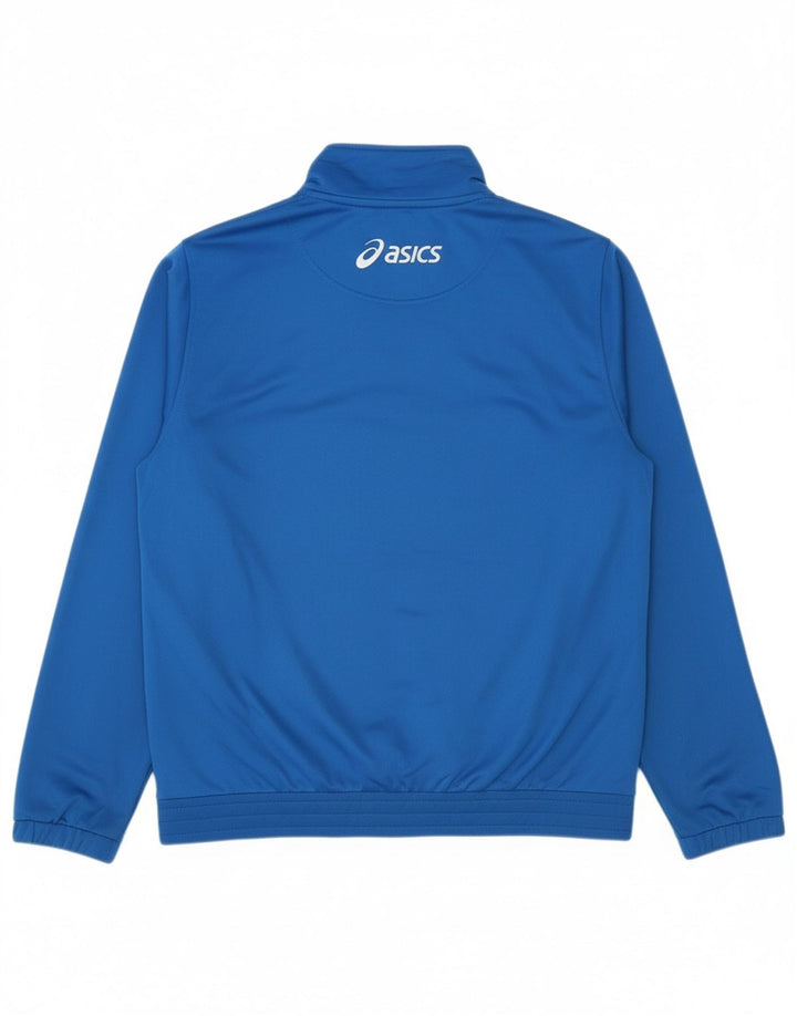 ASICS Mens Graphic Tracksuit Top Jacket Medium Blue Colourblock Polyester
