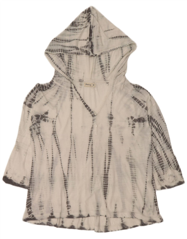 Vintage ženska majica s kapuljačom 3/4 rukava UK 14 Medium White Tie Dye poliester