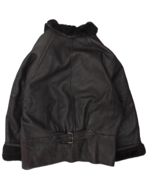 Vintage Womens Shearling Jacket IT 46 Large Black Shearling