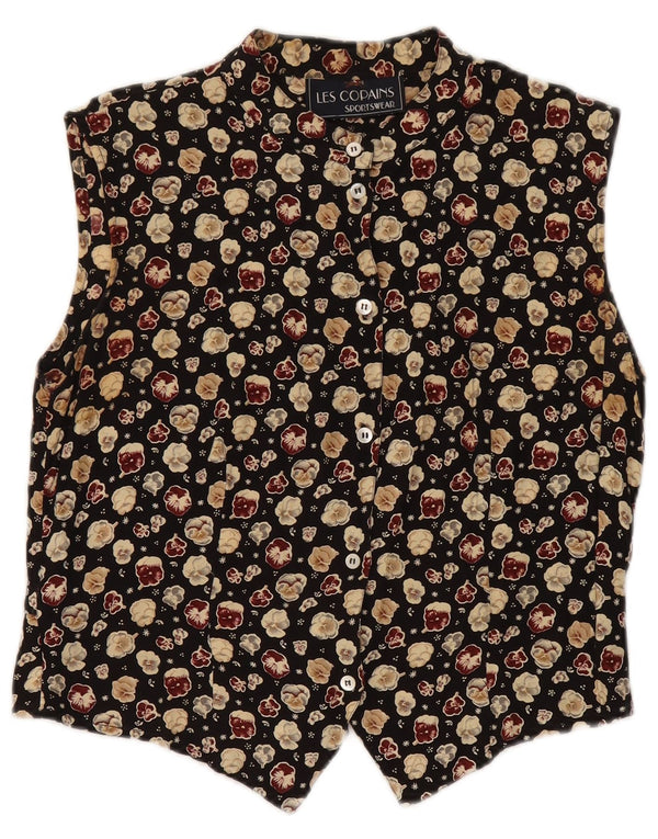 LES COPAINS Womens Sleeveless Shirt Blouse UK 12 Medium Black Floral