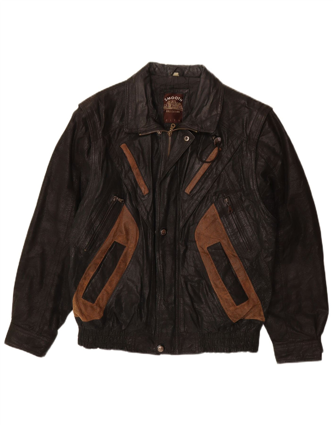 VINTAGE muška kožna jakna UK 40 velika crna kozna koza