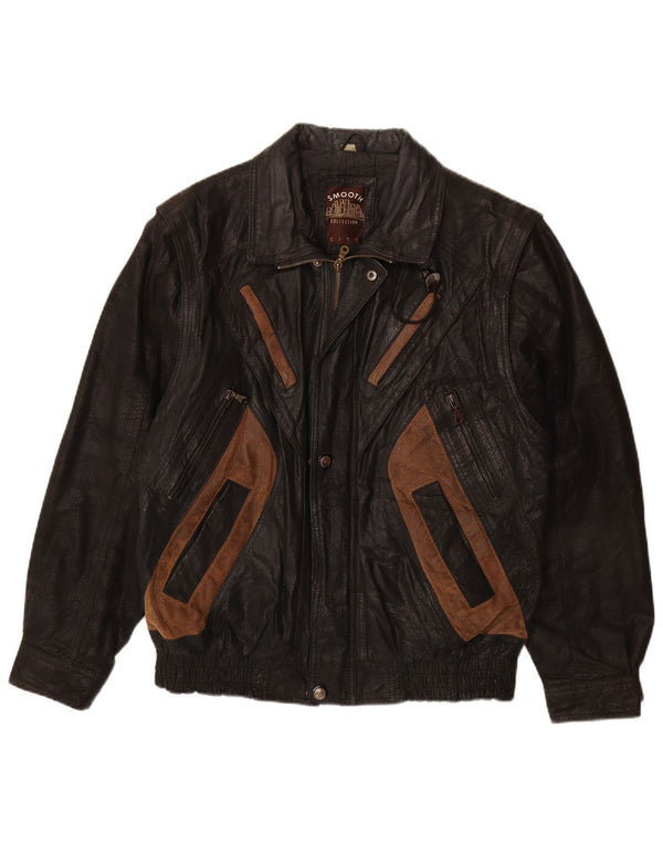 VINTAGE muška kožna jakna UK 40 velika crna kozna koza