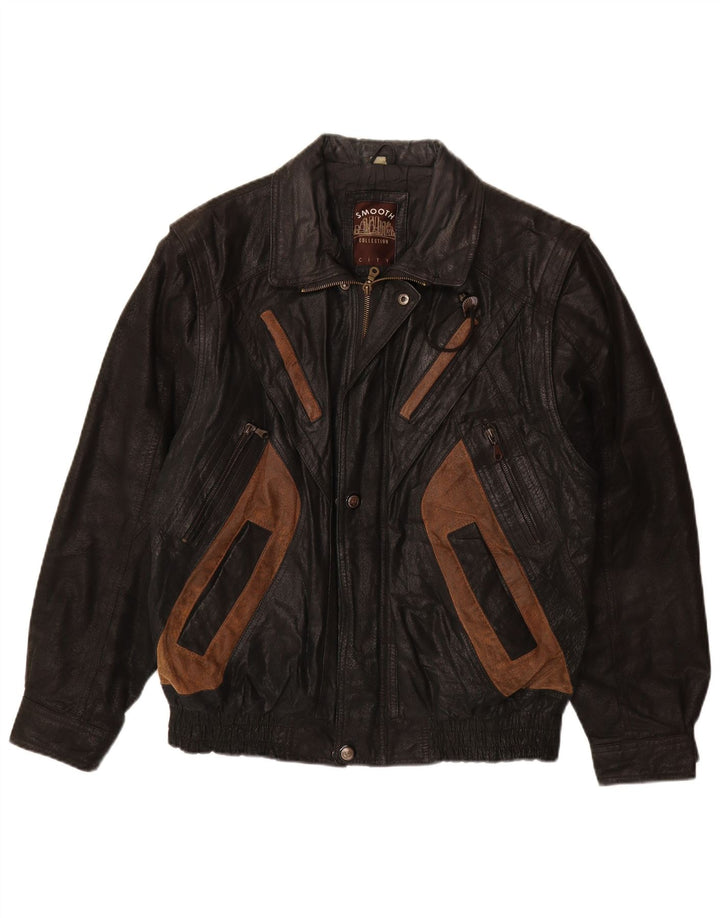 VINTAGE muška kožna jakna UK 40 velika crna kozna koza