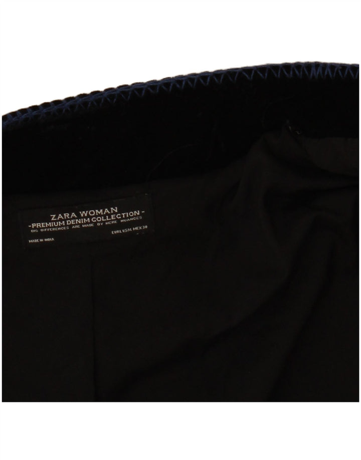 ZARA Ženska baršunasta otvorena bolero jakna UK 16 Veliki crni paisley