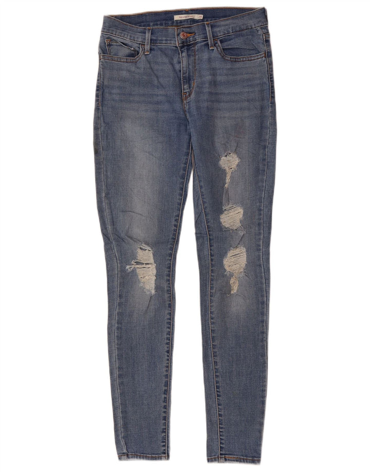 LEVI'S Ženske 710 Oštećene super uske traperice W28 L30 Plavi poliester