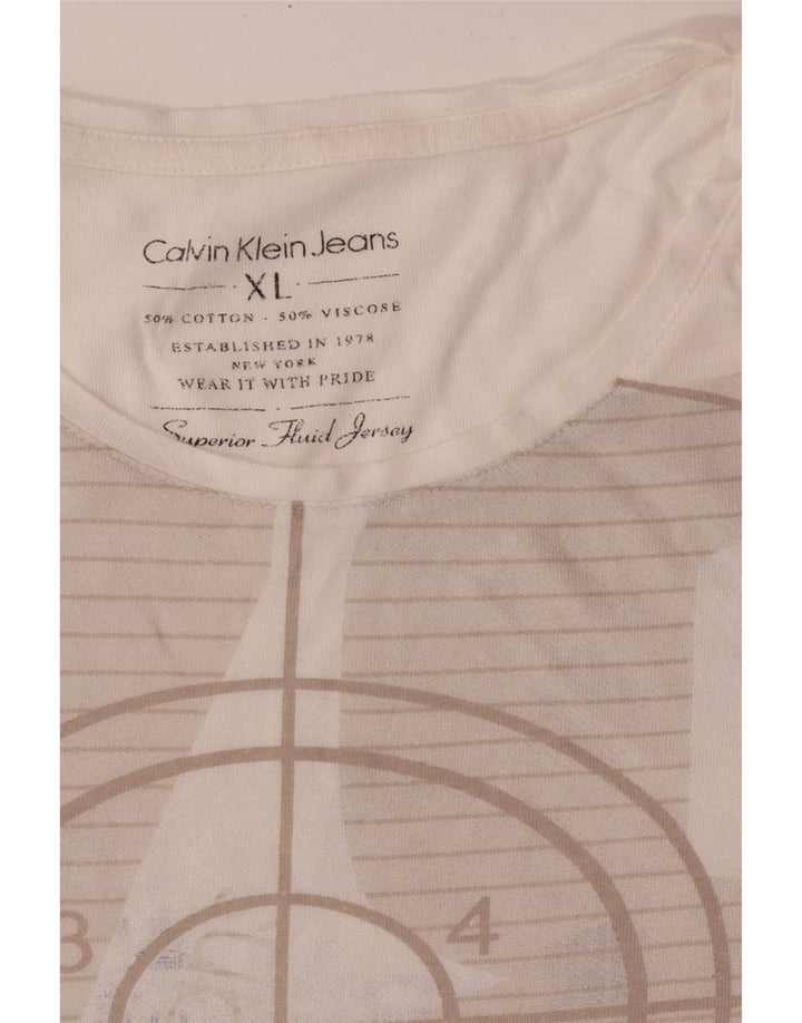 CALVIN KLEIN JEANS Ženska majica kratkih rukava s grafičkim motivima UK 18 XL Bijeli pamuk