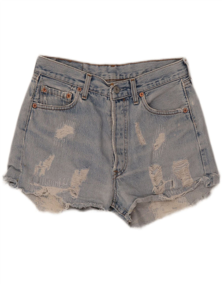 LEVI'S Womens 501 Distressed Denim Shorts W30 Medium Blue Cotton