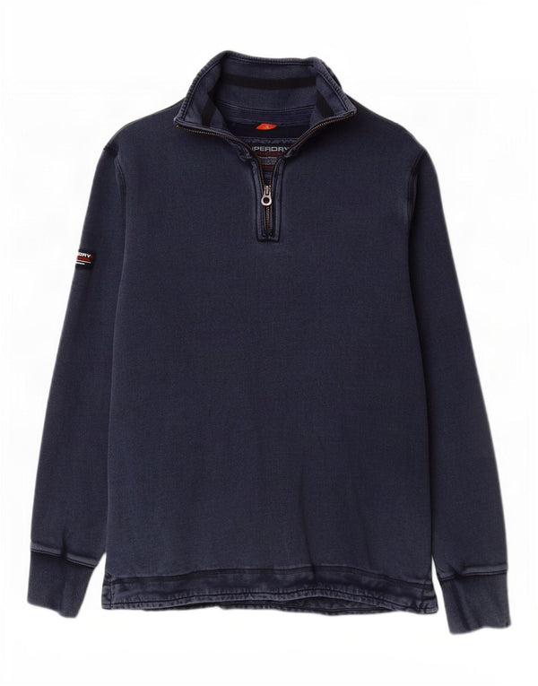 Superdry muška dukserica s izrezom na patentni zatvarač srednje tamnoplavi pamuk