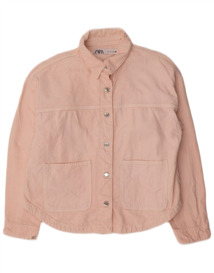 Zara ženska prevelika traper jakna UK 10 Small Pink Cotton