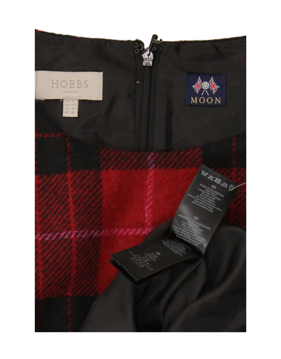 HOBBS Ženska Shift haljina bez rukava UK 14 Veliki crveni karirani