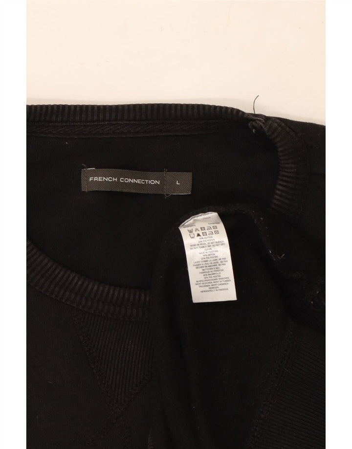 FRENCH CONNECTION Veliki crni pamučni muški džemper