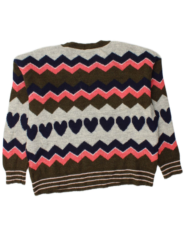 Bijeli ženski džemper s okruglim izrezom UK 12 srednje raznobojan