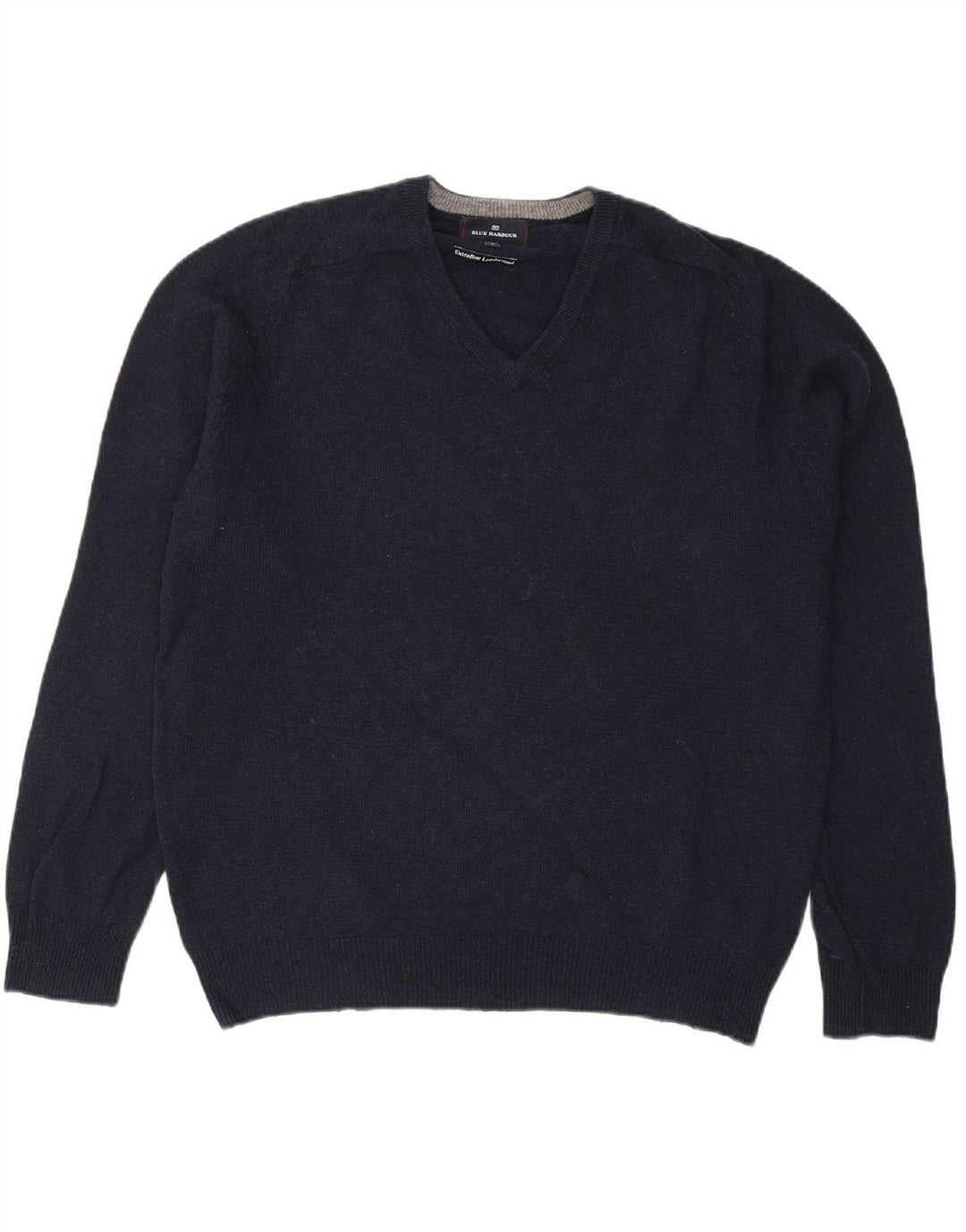 BLUE HARBOUR Mens V-Neck Jumper Sweater Medium Navy Blue Lambswool