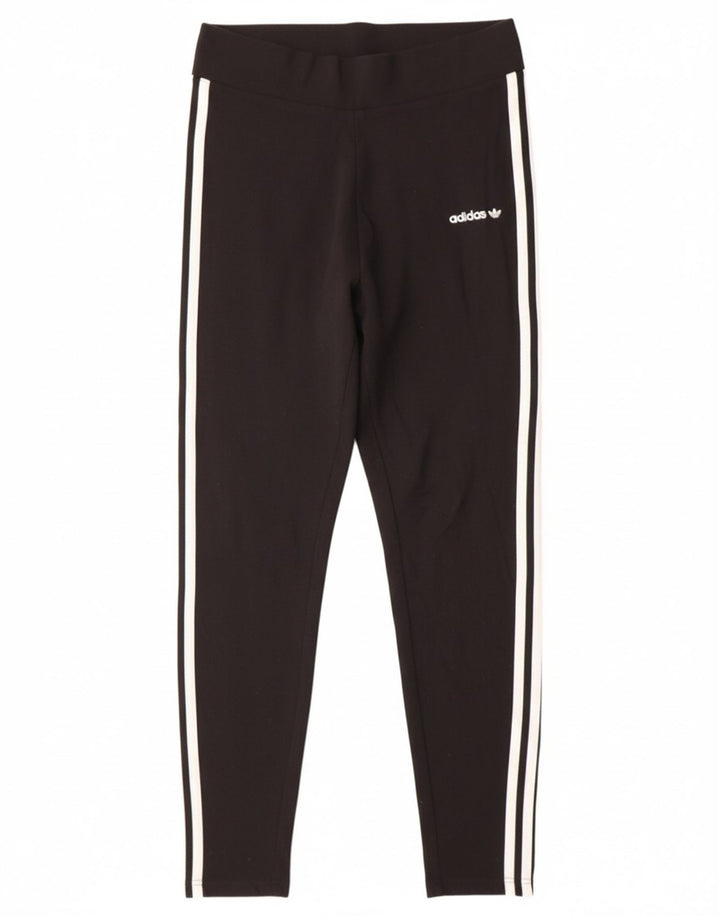 ADIDAS Womens Leggings UK 12 Medium Black Cotton