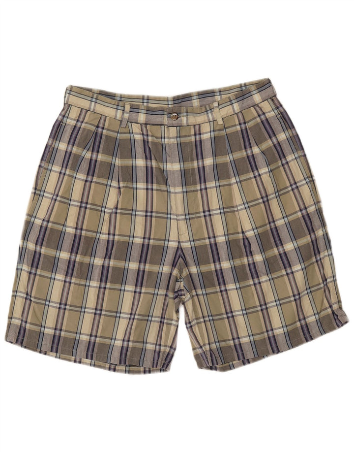 IZOD Muške chino kratke hlače W34 veliki kaki karirani pamuk