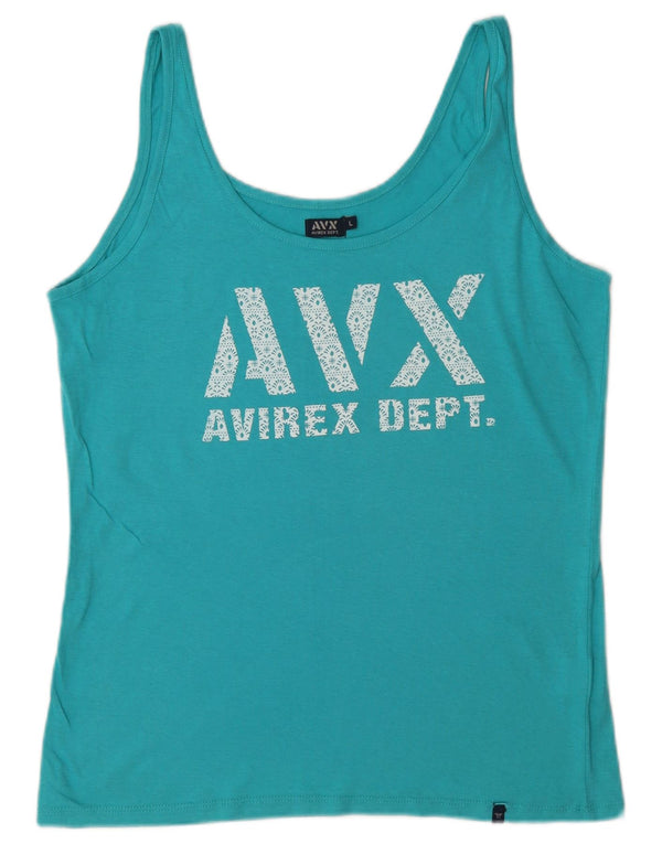 Avirex ženski grafički prsluk UK 14 veliki tirkizni pamuk