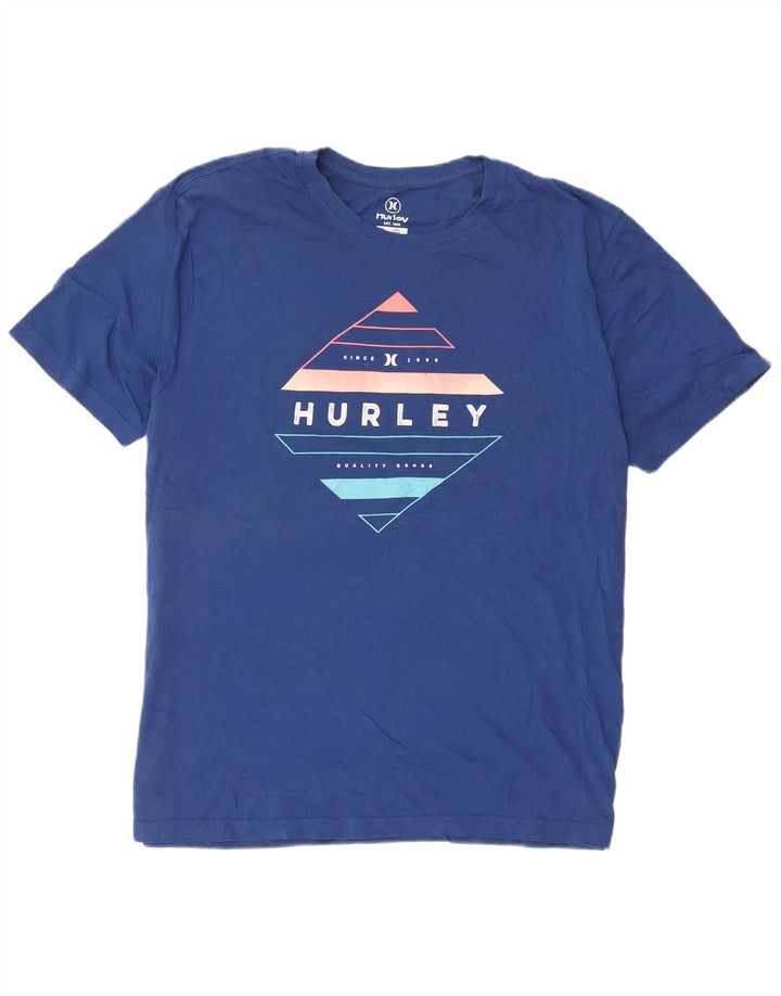 Velika plava pamučna muška majica s grafičkim motivima Hurley