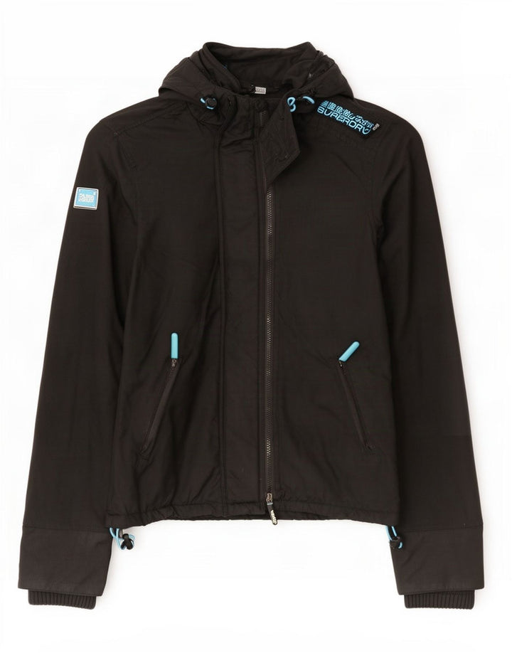 Superdry ženska vjetrovka s kapuljačom UK 14 Srednje crni najlon