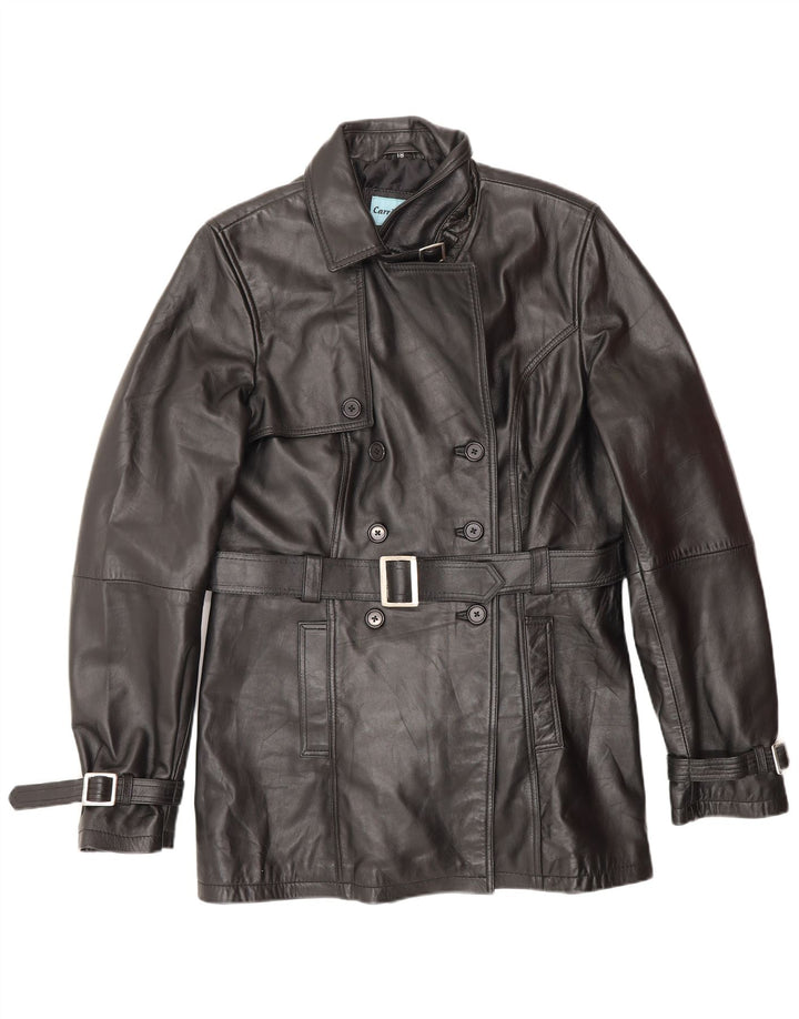 CARRIE HOXTON Ženska jakna s dvostrukim kopčanjem UK 18 XL crna koža