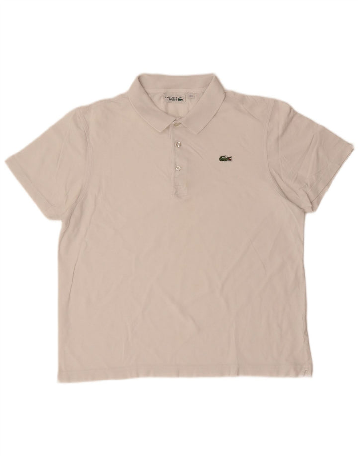LACOSTE Mens Polo Shirt Size 6 XL White Cotton