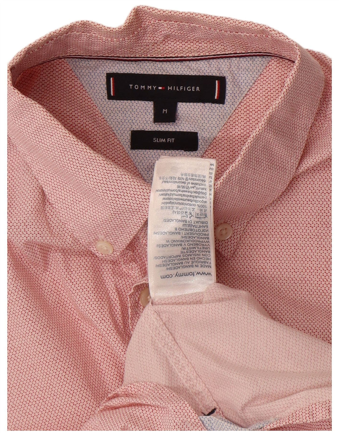 Tommy Hilfiger muška uska košulja kratkih rukava, pamuk srednje crvene točke
