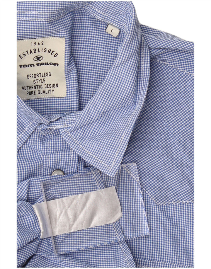 TOM TAILOR Mens Shirt Large Blue Check