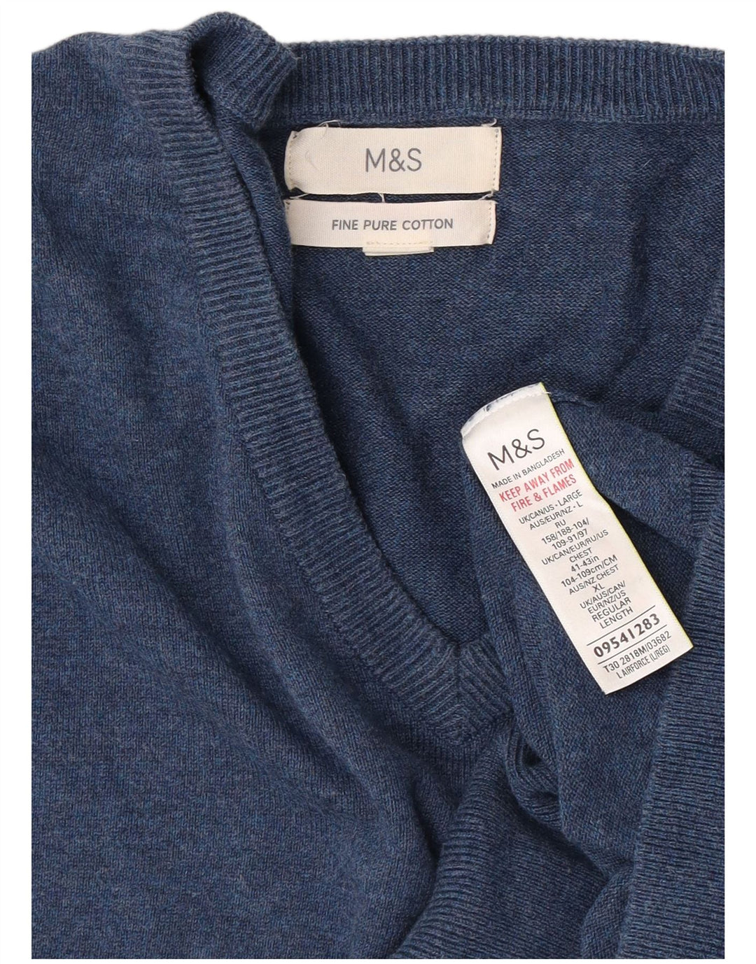 Marks & Spencer muški pulover s V-izrezom, veliki plavi pamuk