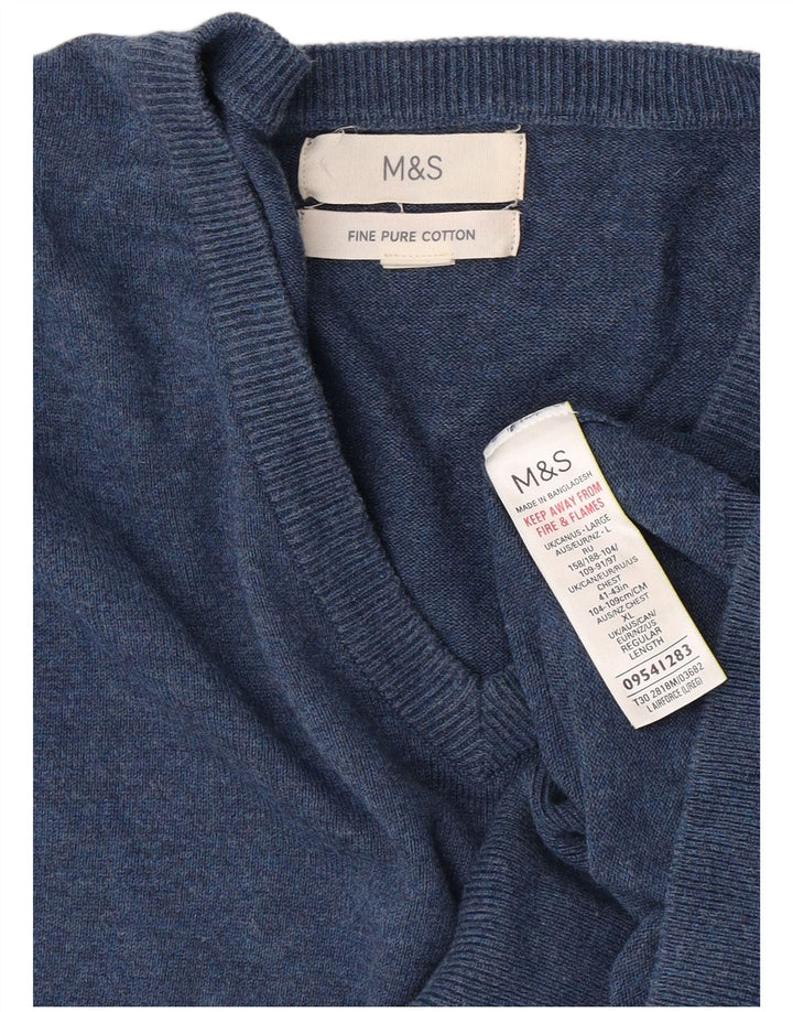 Marks & Spencer muški pulover s V-izrezom, veliki plavi pamuk