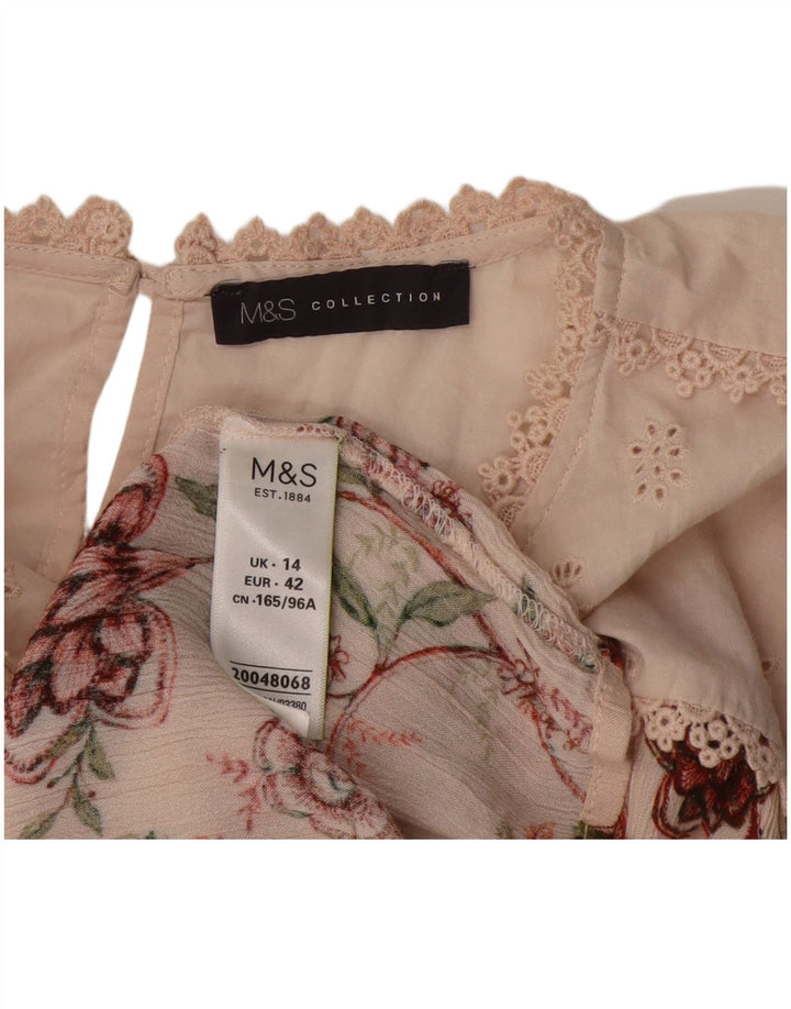 Top ženske bluze Marks & Spencer UK 14 Srednje ružičasta cvjetna viskoza