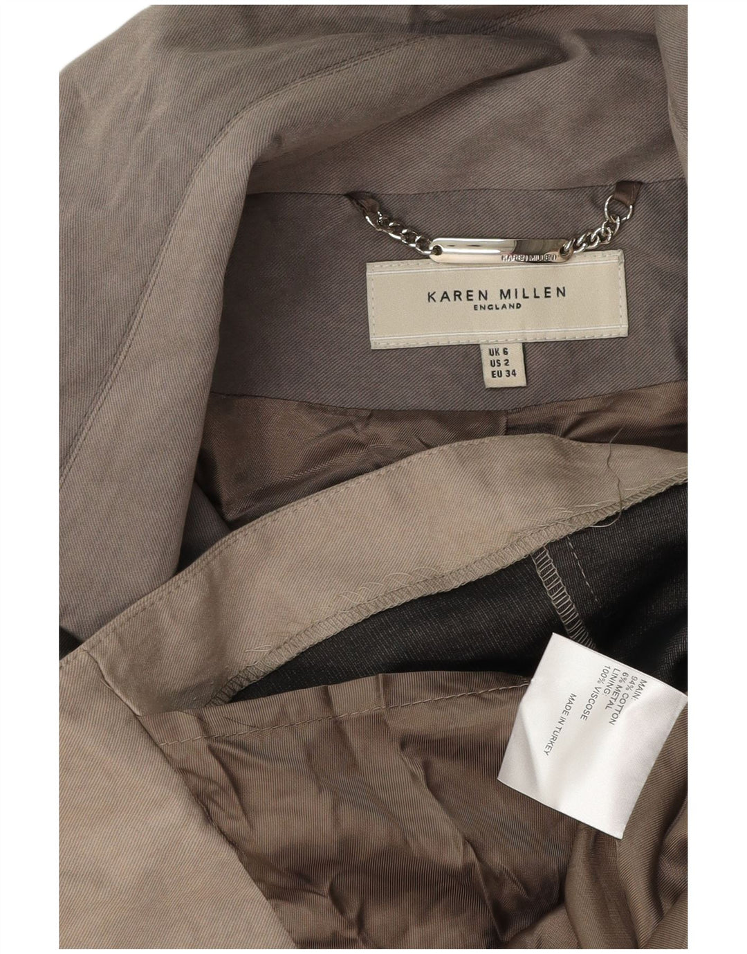 KAREN MILLEN Ženski trenč kaput UK 6 XS sivi pamuk