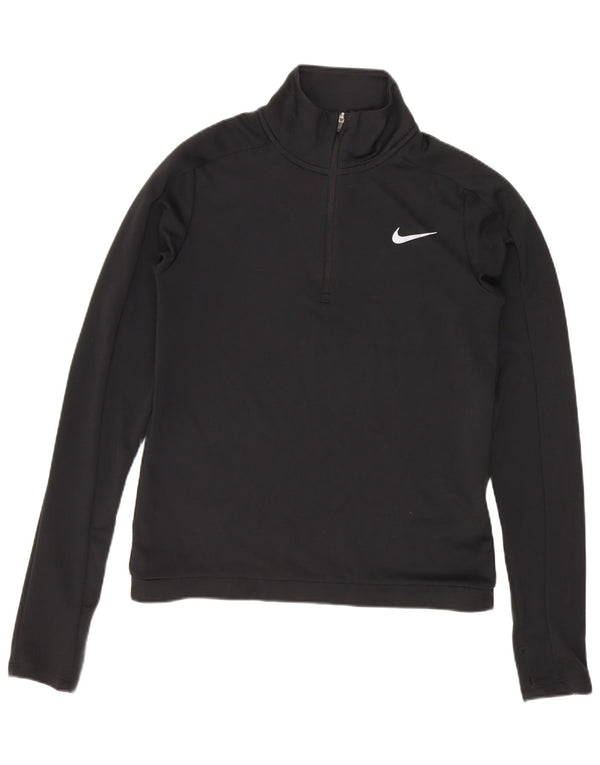Nike Ženska Dri Fit Loose Zip Deck Top Sleeve Long Sleeve UK 6 XS Black Poliester