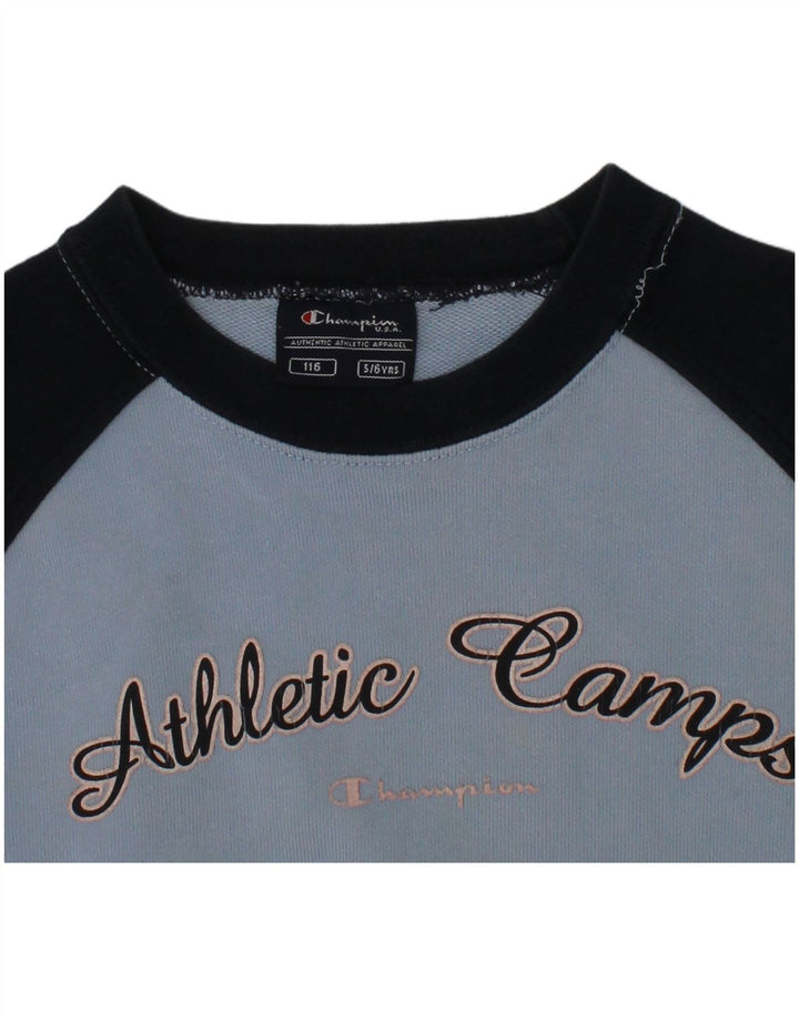 CHAMPION Boys Graphic Sweatshirt Jumper 5-6 Years Blue Colourblock