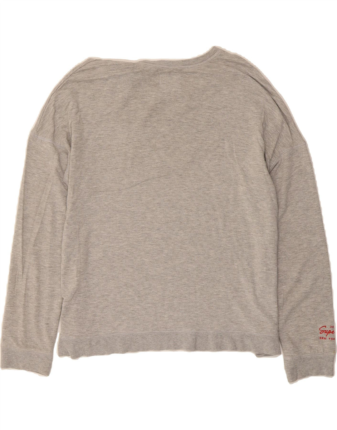 SUPERDRY Womens Oversized Boat Neck Jumper Sweater UK 16 Large Grey Vintage Superdry and Second-Hand Superdry from Messina Hembry 