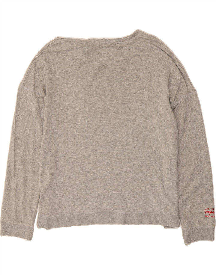 SUPERDRY Womens Oversized Boat Neck Jumper Sweater UK 16 Large Grey Vintage Superdry and Second-Hand Superdry from Messina Hembry 
