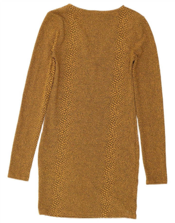 ZARA ženska haljina s dugim rukavima, UK 8, mali žuti životinjski print